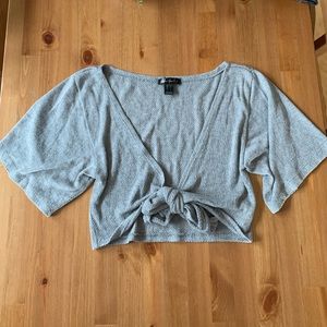 Urban Planet Light Grey Knit Tie-Front Top